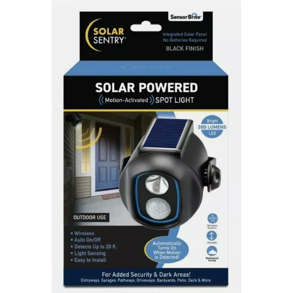 Solar Sentry Wireless Security Light Motion Sensor LED Outdoor Spot Light Black